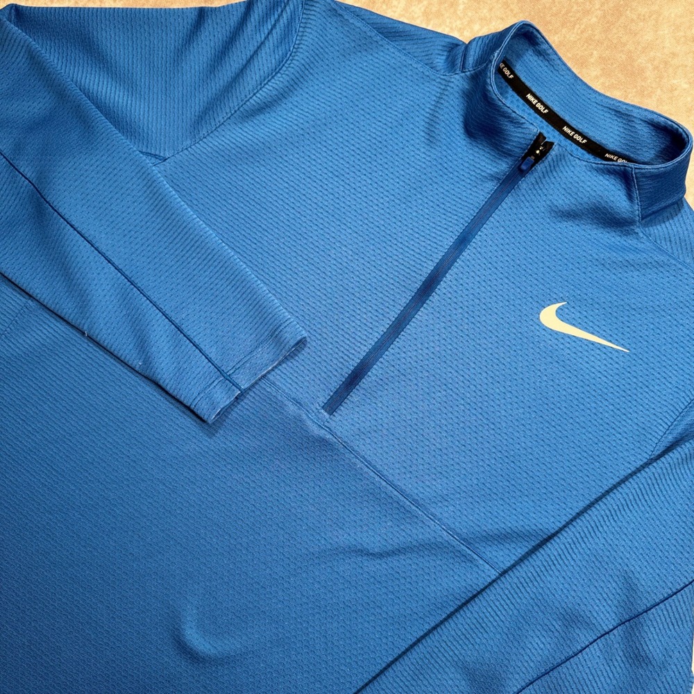 Nike Golf AeroReact Mens XL Blue Quarter Zip Pullover Long Sleeve Shirt 829